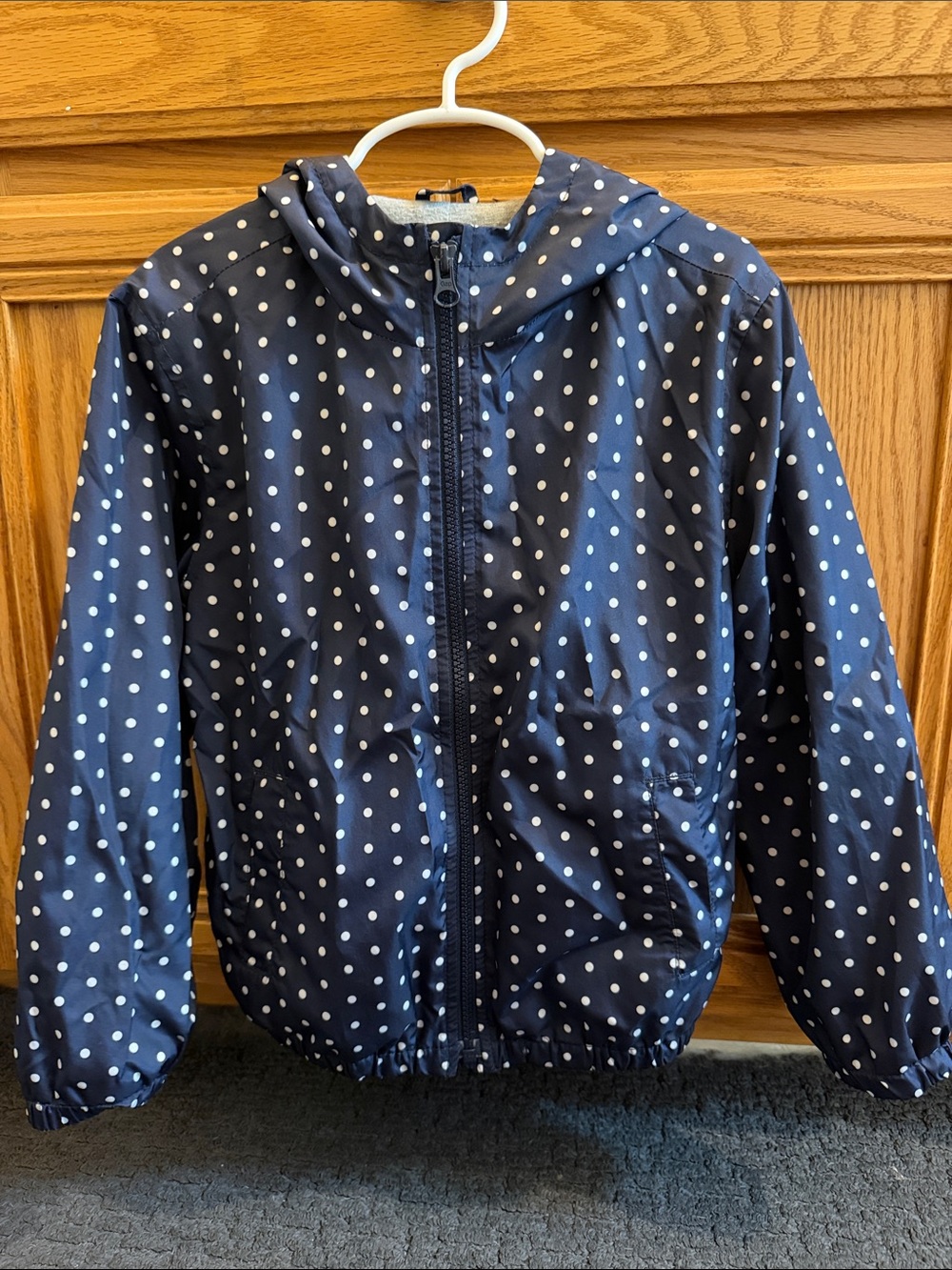 GAP Navy Blue Polka Dot Hooded Raincoat
